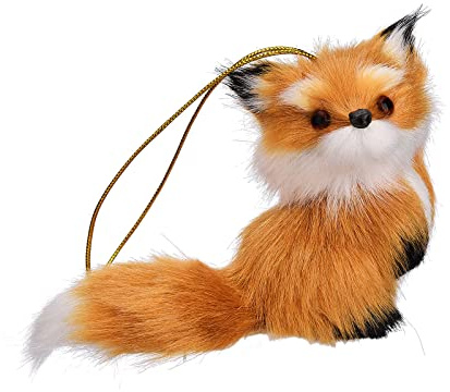 NLDGR Plush Animal Christmas Ornament, Faux Fur Hanging Ornament, Rustic Forest Owl Squirrel Raccoon Deer Hedgehog Christmas Felt Pendants for Christmas Tree Keychain Backpack Decoration(C)
