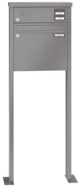 RENZ/Tetro/Freistehende Briefkastenanlage Standbriefkasten/RAL-Farbe 9007 Volumen 12 L/mit Fußplatten/Sprechsieb Oben/Dein-Briefkasten.de