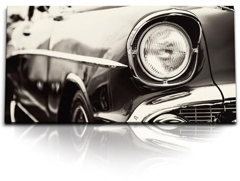 Paul Sinus Kunstdruck Bilder 120x60cm Oldtimer Auto Scheinwerfer Kuba Grau Traumauto