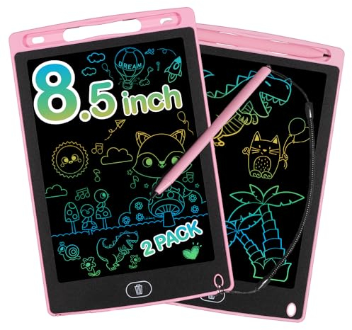 Zaubertafel LCD Schreibtafel Kinder 8,5 Zoll Maltafel Zaubertafel ab 2 3 4 5 6 Jahre alt Junge Mädchen Bunte Bildschirm Schreibtablett Wiederholtes Schreiben und Zeichnen Rosa 2 Stück