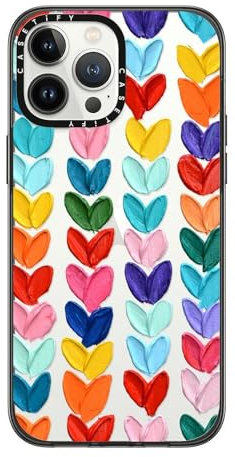 CASETiFY Compact iPhone 13 Pro Max Case [2X Military Grade Drop Tested / 4ft Drop Protection] - Clear Polka Daub Hearts - Clear Black