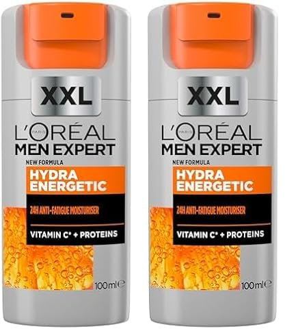 L'Oréal Men Expert XXL Gesichtspflege gegen müde Haut für Männer, Belebende Feuchtigkeitscreme 24H Anti-Müdigkeit, Gesichtscreme für Herren mit Vitamin C, Hydra Energy, [Amazon Exclusive], 1 x 100 ml