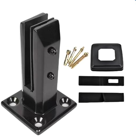 Geländerpfosten Glasklemme Moderne Schwarze Glasklammern Für 8 9 10 12 MM Glas, Garten-Balkon Pool Zaun Brüstung Geländer Klammern/Abstandshalter, Gehärtetes Glas Platte Spigot Klammern Rostfreier St