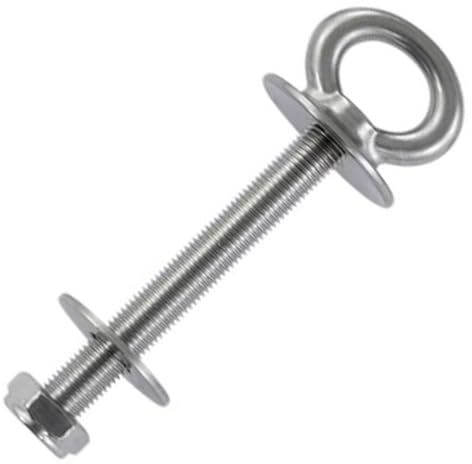 Augbolzen mit Kragen 12X160 Edelstahl A4 - Ringbolzen mit metrischem Gewinde, Unterlegscheibe und Mutter - Augenbolzen/Ösenbolzen - NIRO, Nirosta, AISI 316