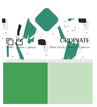 Ordinate Sticky Notes, Haftnotizzettel, Haftnotizen (38 x 38mm) zum Markieren, klebezettel klein, abziehbaren pagemarker, notizzettel klebend, klebezettel zum beschriften (B3-Limette)