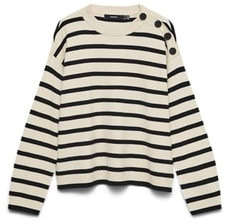 VERO MODA Damen Vmsaba Ls O-Neck Button Ga Noos Pullover