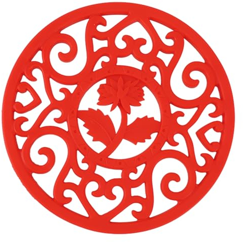 Dessous de Plat en Silicone, Antidérapant, Résistant à la Chaleur, pour Comptoir de Cuisine Moderne ou Table Chaude pour Plats Chauds, Casseroles et Poêles (noir) (rouge)