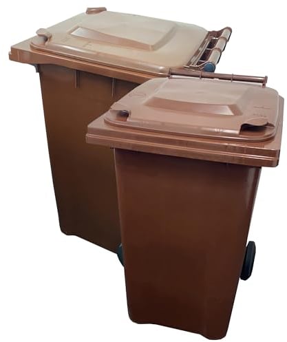 STAR SUPPLIES Large Brown 240 Litre Standard Size Kerbside Collection Recycling Waste Wheelie Bin Complete With Lid & Wheels