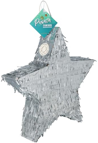 Goodtimes Pinata Stern in Silber 43cm hoch Partyspiel Zum Befüllen mit Süßigkeiten und zerschlagen Als Geschenkidee für Geburtstag Hochzeit JGA