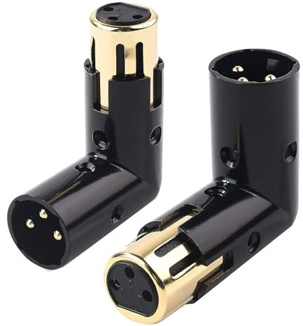 Dawafit 2 Adaptateurs Audio Fiche Réglable Mâle à Adaptateur de Câble de Microphone XLR à Angle Droit (Adaptateur XLR 90 Degrés)