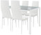 ML-Design Juego de Comedor 5 Piezas en Color Blanco Compuesto por 4X Sillas de Comedor de Polipiel con Respaldo y 1x Mesa con Tapa de Cristal Set de Muebles Moderno Adecuado para Salón/Cocina