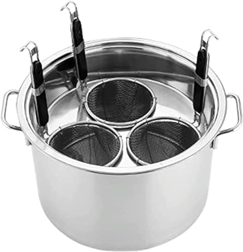 UNbit Cooking Pots,201 Stainless Steel Pasta Cooker Insert Set 3 Holes Pasta Pot with Three Insert Strainer Baskets, Multi pots Cooking Tool for Pasta, Noodle, Dumplings, Soup Pot
