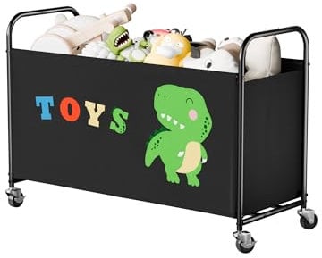 GRANNY SAYS Juguetero con ruedas, 135L organizador de juguetes extra grande, caja de juguetes con rueda, contenedor de juguetes para niños cuarto de niños la organización de los juguetes, Negro