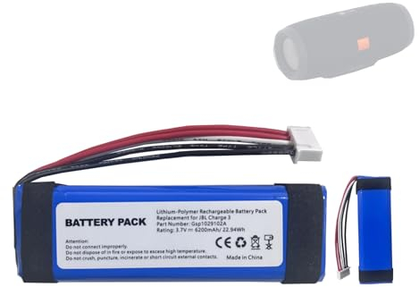 HIGHAKKU Batterie de rechange GSP1029102A 6200 mAh compatible avec JBL Charge 3 version 2016 Speaker Music Box
