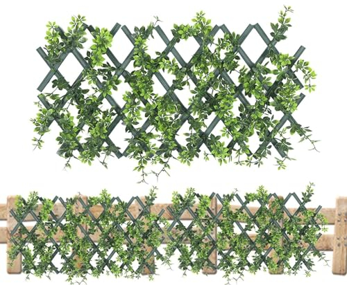 Clôture Extensible Écran De Confidentialité Décoratif Faux Lierre Panneau Clôture Haie Artificielle Treillis avec Feuilles Pliable Jardin Verdure Toile Fond Extensible Décoration Treillis
