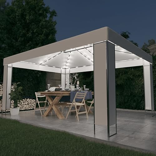 Iiaky Gazebo con Stringa di Luci LED Bianco 3x4 m,Gazebo Pergola Con Telo Impermeabile Richiudibile E Struttura Rettangolare In Acciaio Inossidabile Ad Alta Densità,Per Arredo Giardino,Terrazzo e Atti