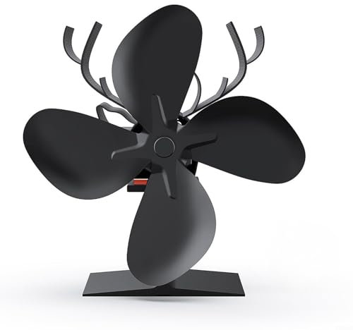 Ventilador de chimenea de funcionamiento silencioso con cuatro cuchillas para maximizar el flujo de calor de las chimeneas sin necesidad de electricidad ni baterías