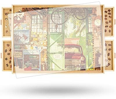 Truwheelz Lot de 1000 Puzzles rotatifs avec tiroirs 76,6 x 570 cm - Table de Puzzle Portable en Bois pour Adultes - Cadeau d'anniversaire pour Maman et Grand-mère Cadeau de Noël