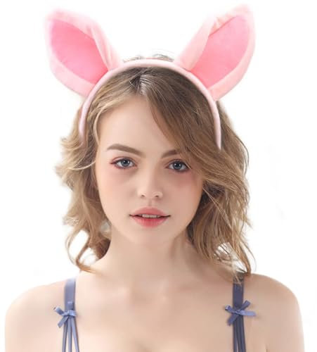 YUYWWAN Tierohren Haarreif, Plüschohren Haarreif Fasching, Tierohren Haarreif Karneval Niedlich Tier Ohren für Kinder Erwachsene Mottoparty Rollenspiel Accessoires (Schwein)