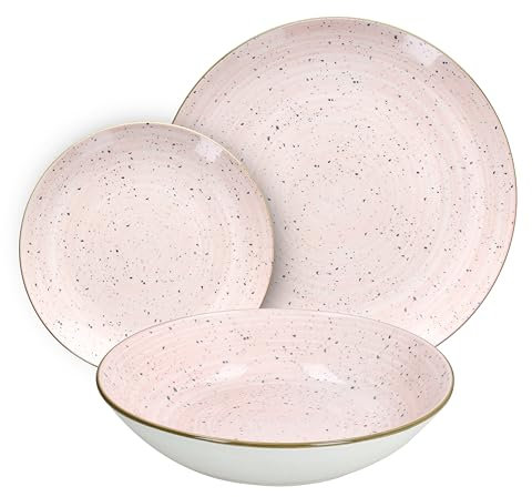 Tognana Pepper Bamboo, Servizio piatti 18 pezzi per 6 persone, Porcellana, Rosa