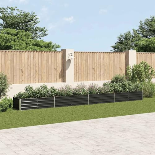 Refined Gartenbeet Pflanzbeet Frühbeet Pflanzkübel Pflanzkasten Blumenkübel Gemüsebeet Blumenkasten Garten-Hochbeet Verzinkter Stahl 600x80x45 cm Anthrazit