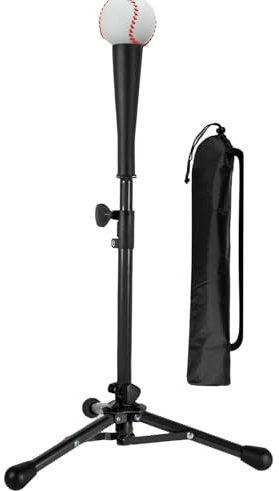 Pzuryhg Baseball Hitting Tees, Adjustable Kids Softball Tripod, Beginner-Friendly Design, Reusable Training Stand, Black, Net, Oxford Cloth, Iron Pipe, Outdoor Use