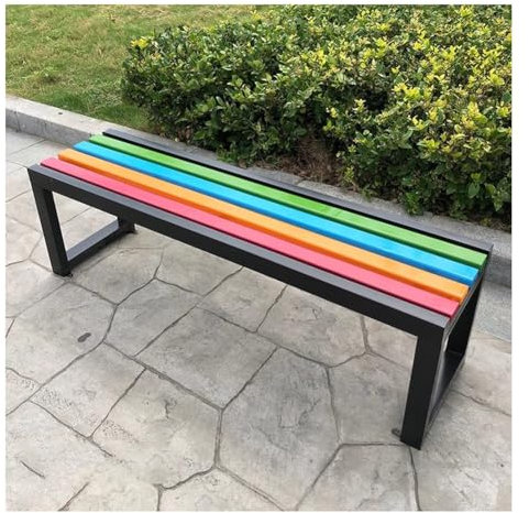 GRRICEPL Gartenbank Aus Verzinktem Stahl Und Kunststoffholz Milchtee-Snackbank Stahlrahmen Mit Lattenrost für Terrasse, Park, Rasen Und Garten(Black-B,120 cm)