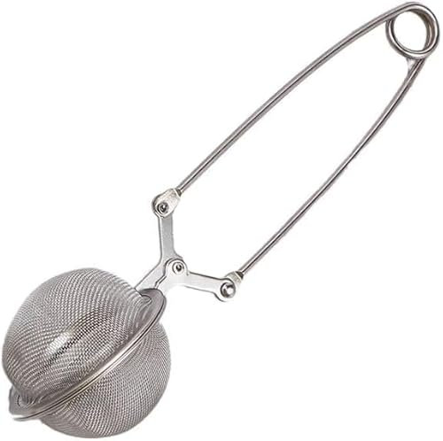 Silver Snap Ball Tea Strainer with Handle,Tea Strainer Ball Stainless Steel Tea Infuser Filter for Loose Leaf Tea Spices Seasonings Kitchen Dining Tea Filters (Large)