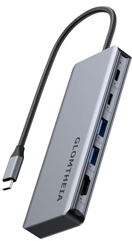 Glomtheia USB C Hub für MacBook Air/Pro Mac mini, Multiport Adapter Dockingstation mit M.2 NVMe SSD Gehäuse, 4K60Hz HDMI, USB 3.2 Gen 2, 100W Pass-Through-Ladung