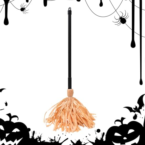 DzpKrka Scopa Halloween – Scopa da, Ornamento Horror a Pile per Giardino Interno Esterno, Festa Decorazione