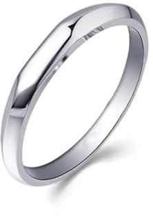 Verlobungsring Herren Silber, Eheringe Herren Polieren 18K Weißgold Größe 68 (21.6)