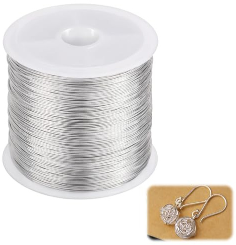 328Ft Jewelry Wire 26Guage Tarnish Resistant Copper Wire Beading 100Mx0.4MM | Wire Roll Polished Sturdy Spool 100mx0.4MM for Jewelry Making DIY Necklace Bracelet Earring Supplies and Crafting(Sliver)