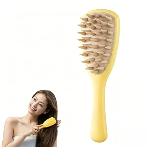 VELAJA Spazzola Massaggio Cuoio Capelluto con Manico Lungo, Spazzola Shampoo Morbida in Silicone per Pulizia e Relax, Massaggio Secco/Bagnato, Design Ergonomico per Cura in Doccia