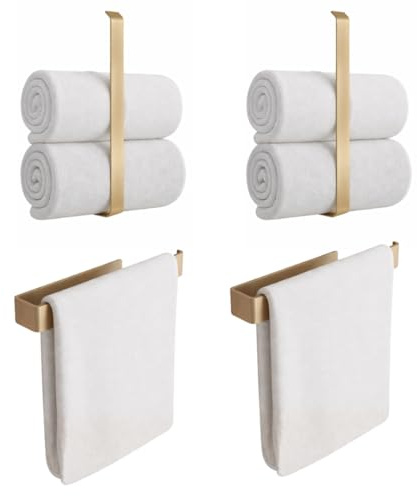 Anwicar Handtuchhalter ohne Bohren Set 2 Gold - Breite 30 cm - Badezimmer Handtuchstange Wand - Wandhaken -Badaccessoires 30x4,6x5 cm