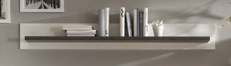 Wandboard Lyon- in Pinie weiß Nachbildung, Wengenachbildung in 150x20x20 cm, Garderobenpaneel, Wohnwand, Regal, Wandregal, Wohnzimmer, Schlafzimmer, Diele, Flur, Küche