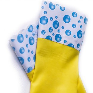 GUBBERLOVES Rubber Gloves for Children - Gardening & Washing Up Gloves Designed for Kids - Proper Fit (Bubbles XS, 6-9 Years)