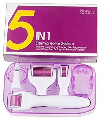 6 in 1 Derma Roller System Anti-aging Skin Regeneration, Tighten and Collagen Stimulation Therapy (6 in 1)