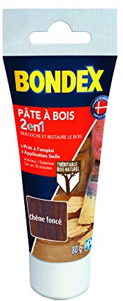 BONDEX - Pate à bois - Rebouche et Restaure le Bois - Sec en 30 min - 80g - Chêne foncé