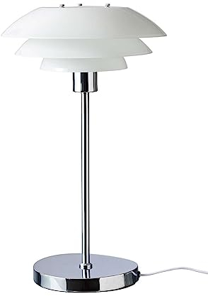 Dyberg Larsen DL31 Tischlampe | Tischleuchte ohne Leuchtmittel | Nachttischlampe für den Innenbereich | Mattes Weiß Schreibtischlampe aus Metall im Dänischen Design | E27/60W
