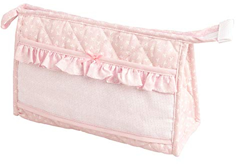 Filet - Trousse con cerniera in tessuto trapuntato | Ideale per cosmetici e creme | Dimensioni 25X15X6 cm | Made in Italy | Rosa