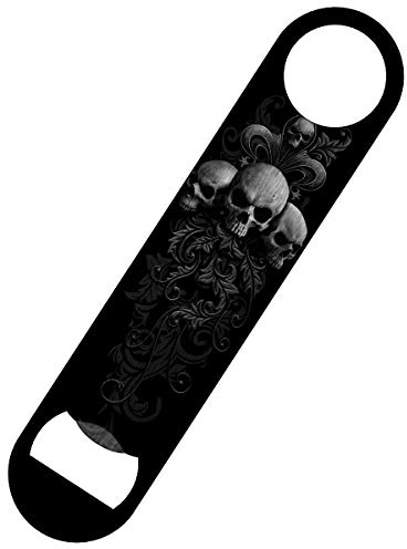 Spiral Skull Scrolls Bar Blade Bottle Opener Black 18x4cm