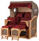 bene living Strandkorb Ammersee Teak Bullauge - PE grau - Modell 550 - Zweisitzer inkl. Liftersystem