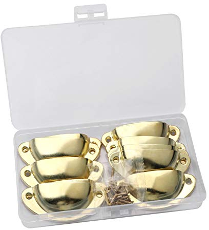 Juibao 12 Pieces Gold Shell Cup Pull Handles, Metal Half Moon Closet Knob for Kitchen Cabinet Furniture Door Drawer Knobs Cupboard, Gold