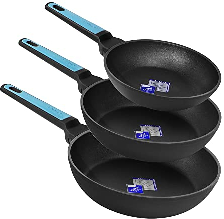 Cecotec Set de Sartenes Polka Platinum 20-24-28 Bucket Set Thunder. Diámetro 20-24-28 cm, Aluminio Forjado, Revestimiento Antiadherente Teflon, Apta para Lavavajillas y Todo tipo de Cocinas