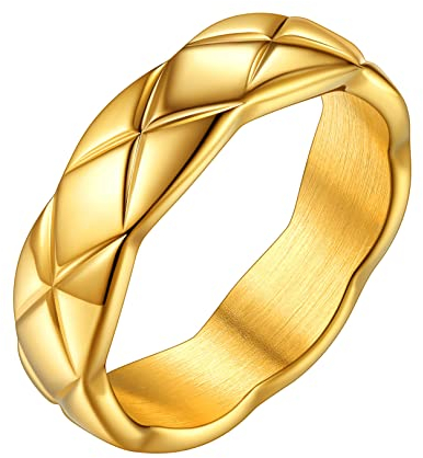 FOCALOOK Herren Partnerring 18k vergoldet Ehering Verlobungsring 6mm breit X-Kreuz Design Trauring Antragsring Hochzeit Verlobung Modeschmuck für Männer Größe 59 (18.8)