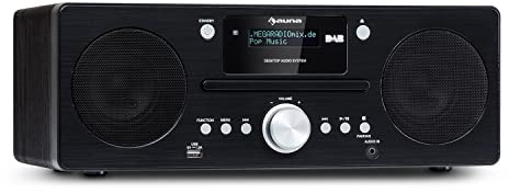 auna Harvard Compact System - Stereo con FM, radio DAB+, radio Web con lettore CD, Bluetooth, porta USB, nero