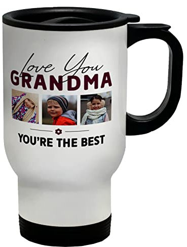 Shopagift Personalised Photo Travel Mug Cup Love You Grandma You're The Best