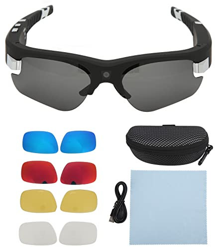 Occhiali Da Sole Video Hd 1080P, Occhiali Per Action Cam Videocamera Per La Registrazione Con 4 Coppie Di Lenti, Supporta Memoria 256G, Fotocamera Per Occhiali Intelligenti Per La Guida In Bicicletta