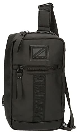 Pepe Jeans Hoxton Umhängetasche Schwarz 14 x 25 x 6 cm Polyester und PU, Mehrfarbig (Mehrfarbig), Talla única, Umhängetasche