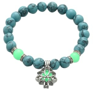 Anxiety & Destress Bracelet, Glow in The Dark Lotus Yoga Healing Stone Bracelets,Luminous Glowing in The Dark Moon Lotus Flower Shaped Charm Bracelet (J)